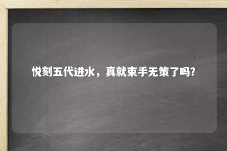 悦刻五代进水，真就束手无策了吗？